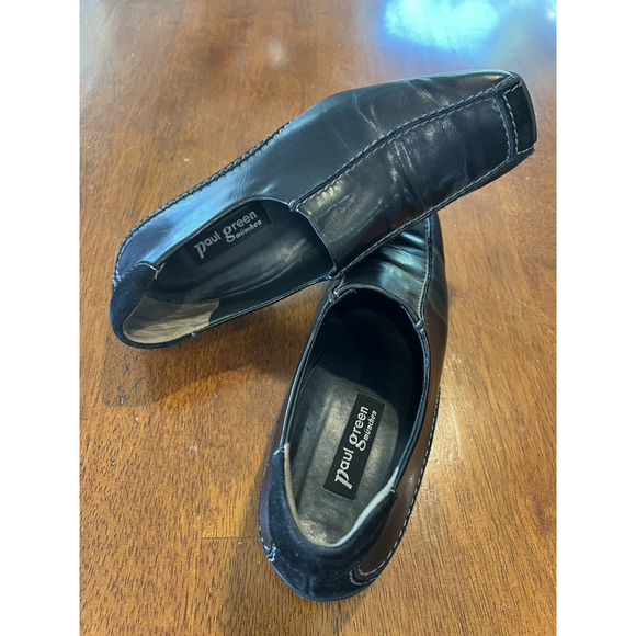 Paul Green Black Leather Slip On Loafers Square Toe Dress‎ Shoes Size 6 - Picture 9 of 10